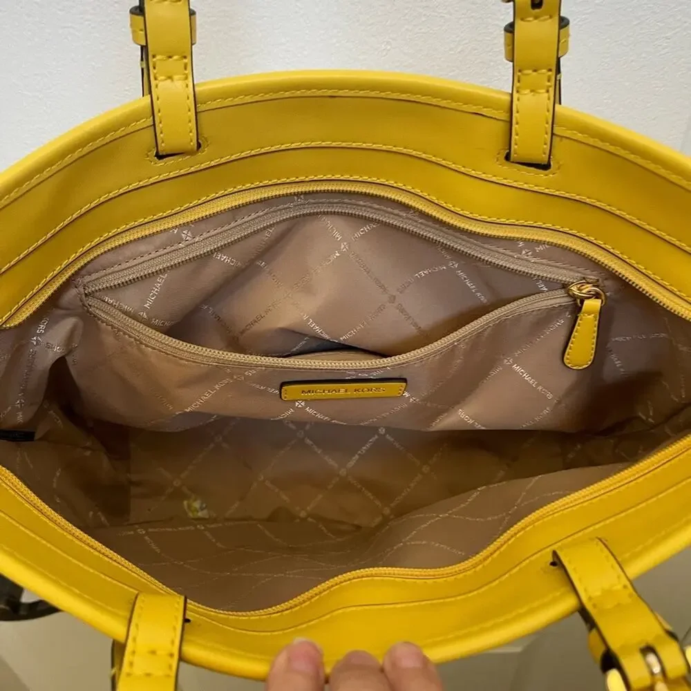 Michael Kors Cream and Yellow Leather Tote - Picture 5 of 15